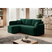ECKSOFA in Plüsch Grün  150/206 cm  - Schwarz/Grün, Design, Kunststoff/Textil (150/206cm) - MID.YOU