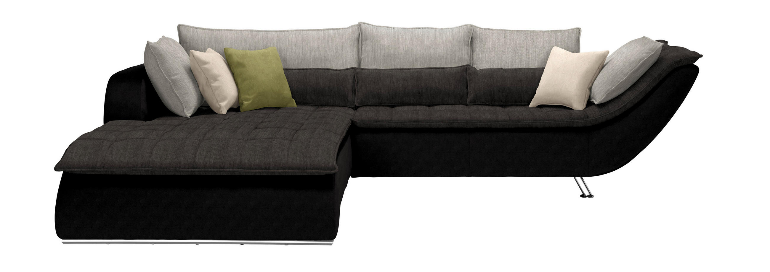HÖRNSOFFA i grå, svart  - mörkgrå/grön, Design, metall/textil (220/300cm) - Livetastic