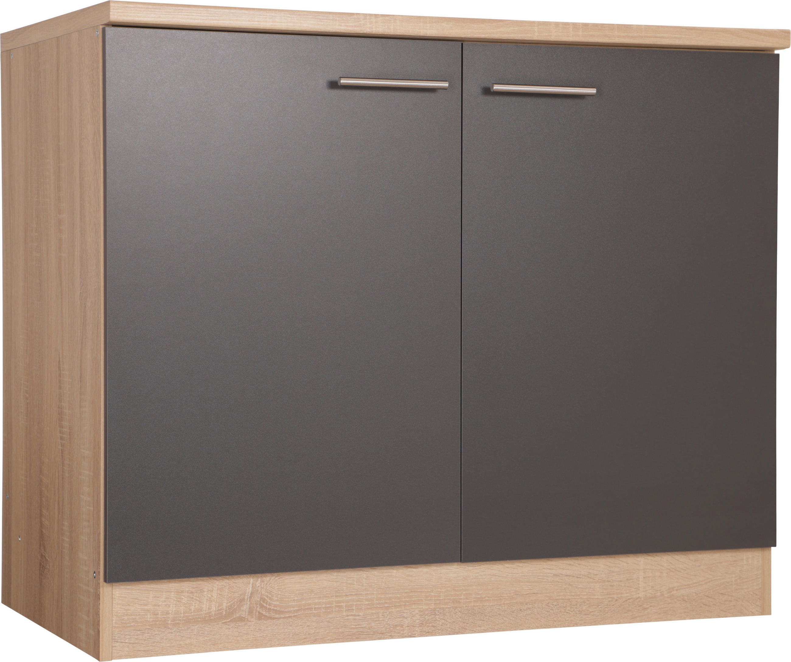 SPÜLENUNTERSCHRANK 100/84,8/60 cm  in Grau, Eichefarben  - Eichefarben/Silberfarben, Basics, Holzwerkstoff/Metall (100/84,8/60cm) - Respekta