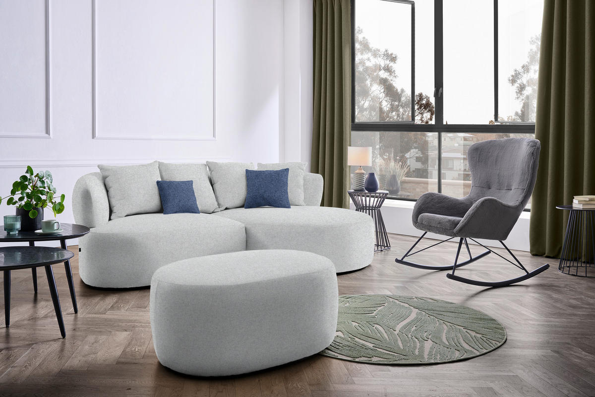 ECKSOFA in Flachgewebe Grau  235/166 cm  - Schwarz/Dunkelblau, MODERN, Kunststoff/Textil (235/166cm) - Hom`in