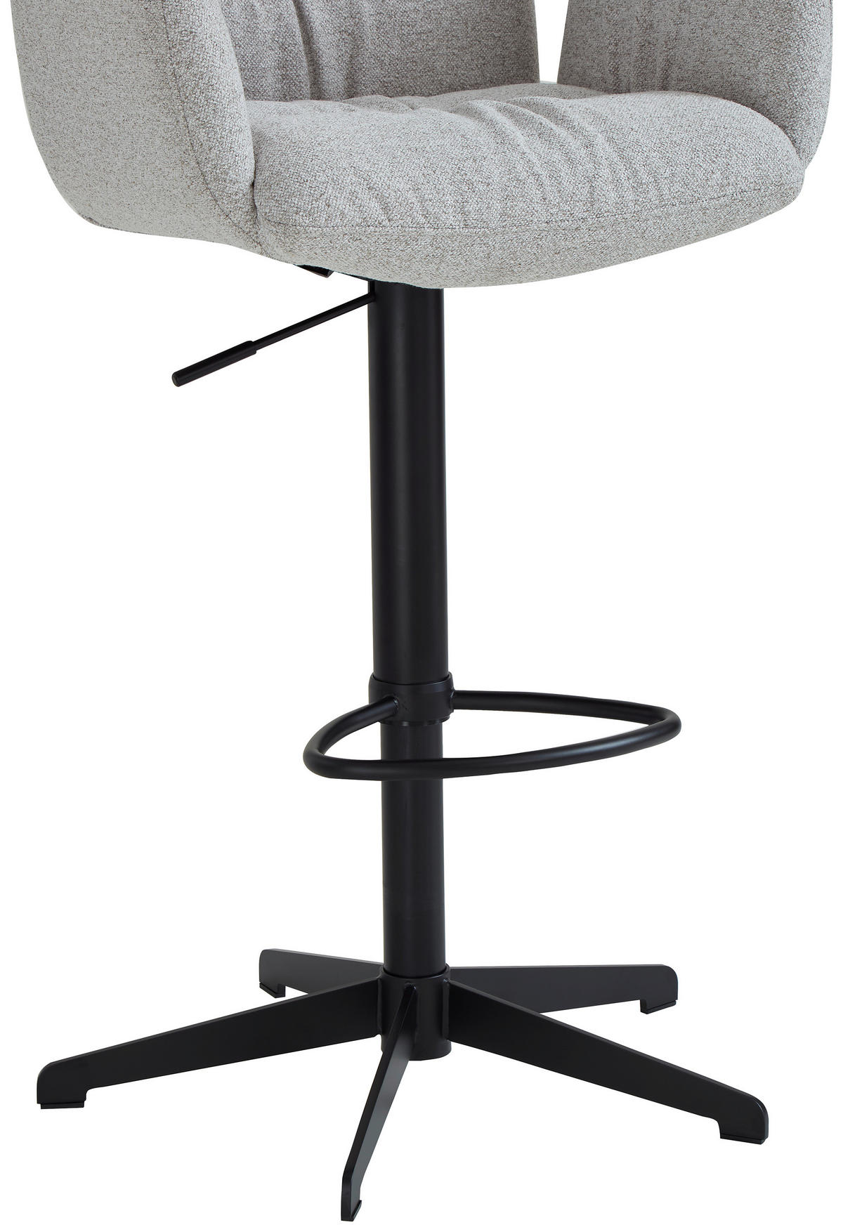 BARHOCKER Leinenoptik Schwarz, Hellgrau Stahl Sitzfläche 360° drehbar  - Hellgrau/Schwarz, Design, Textil/Metall (58/125/57cm) - Dieter Knoll