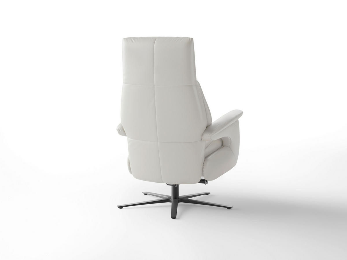 RELAXSESSEL Leder Weiss  - Weiss/Schwarz, Basics, Leder/Metall (75/110/85cm) - Sit & More
