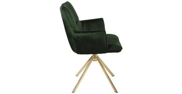 ARMLEHNSTUHL  Stoffauswahl, Sitzfläche 360° drehbar, automatische Rückholfunktion Samt  - Goldfarben/Grün, Design, Textil/Metall (59/89,5/63cm) - Novel
