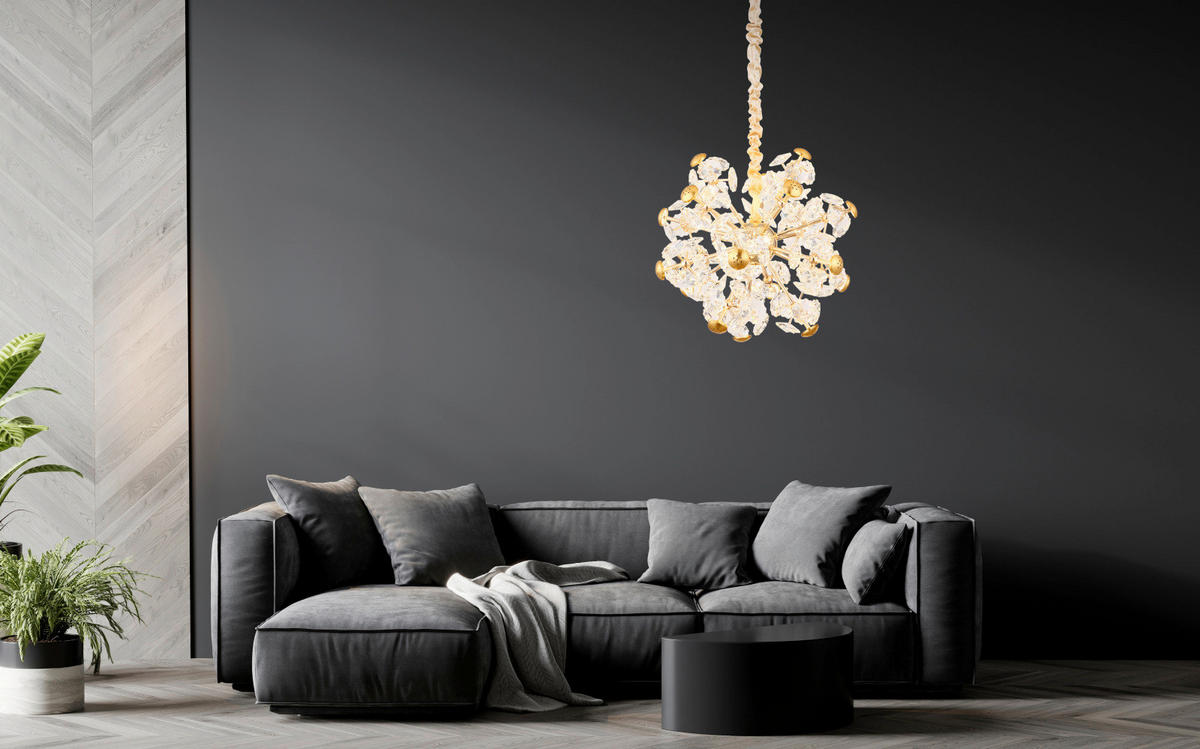 LED FÜGGŐLÁMPA 50/125 cm  - arany/átlátszó, Design, Üveg/fém (50/125cm)