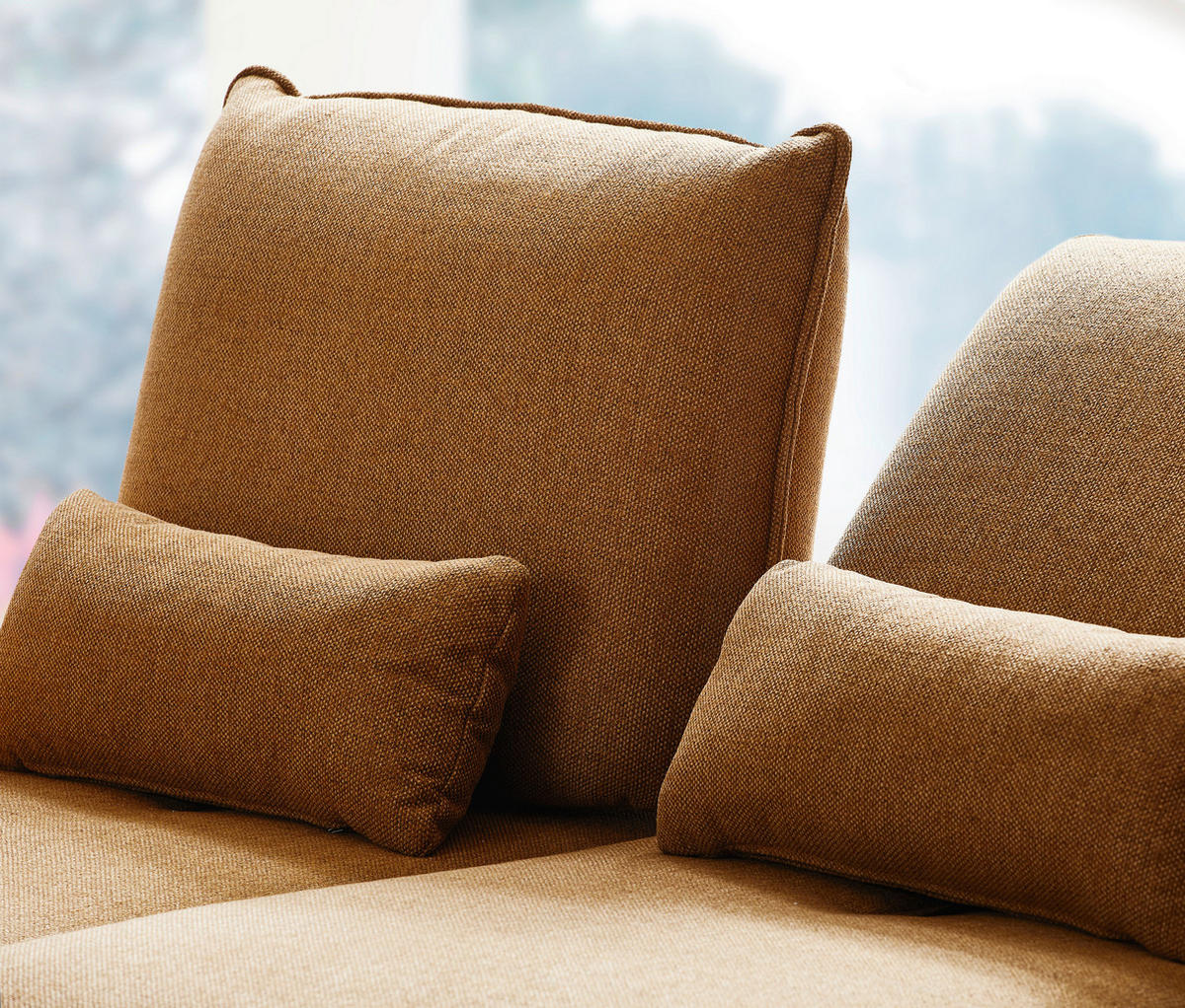 ECKSOFA Flachgewebe Orange  - Schwarz/Orange, Design, Textil/Metall (191/301cm) - Moderano