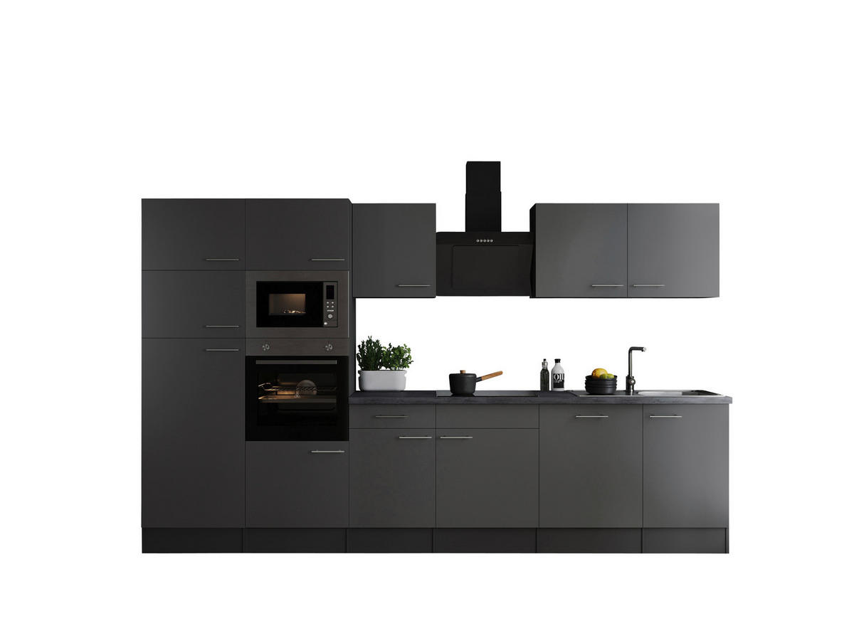 MODULKÖK 340 cm   i grå  - silver/grå, Design, metall/trämaterial (340cm) - Respekta