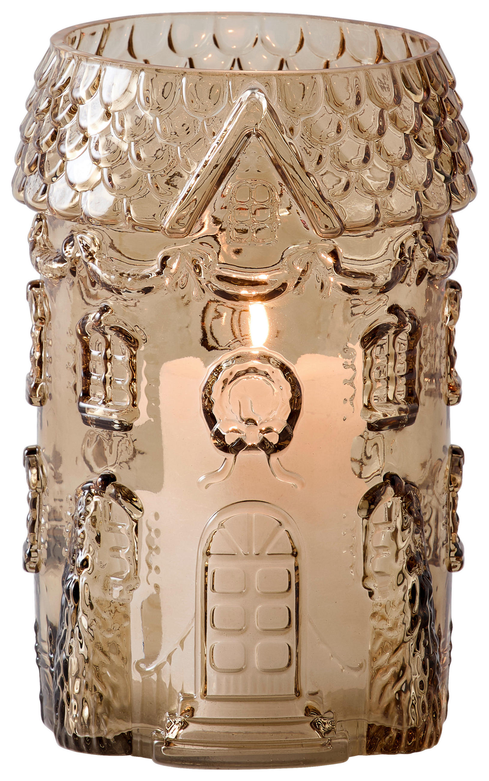 WINDLICHT  - Hellbraun, LIFESTYLE, Glas (15/22cm) - X-Mas