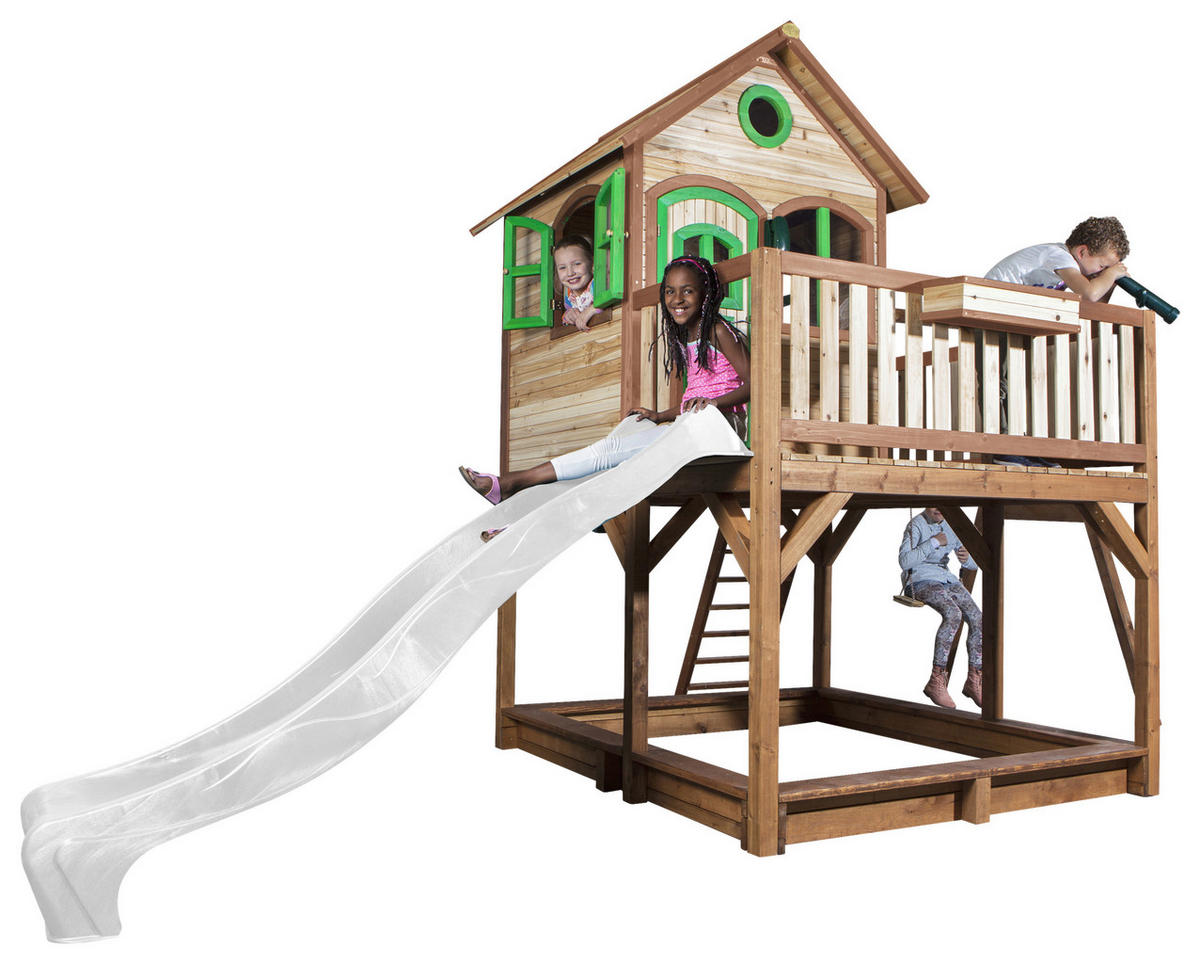 SPIELTURM 541/291/277 cm  - Braun/Weiß, KONVENTIONELL, Holz/Kunststoff (541/291/277cm) - Ambia Garden