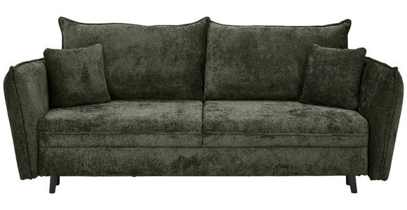 SCHLAFSOFA in Chenille Olivgrün - Schwarz/Olivgrün, KONVENTIONELL, Holz/Textil (238/99/108cm) - Carryhome