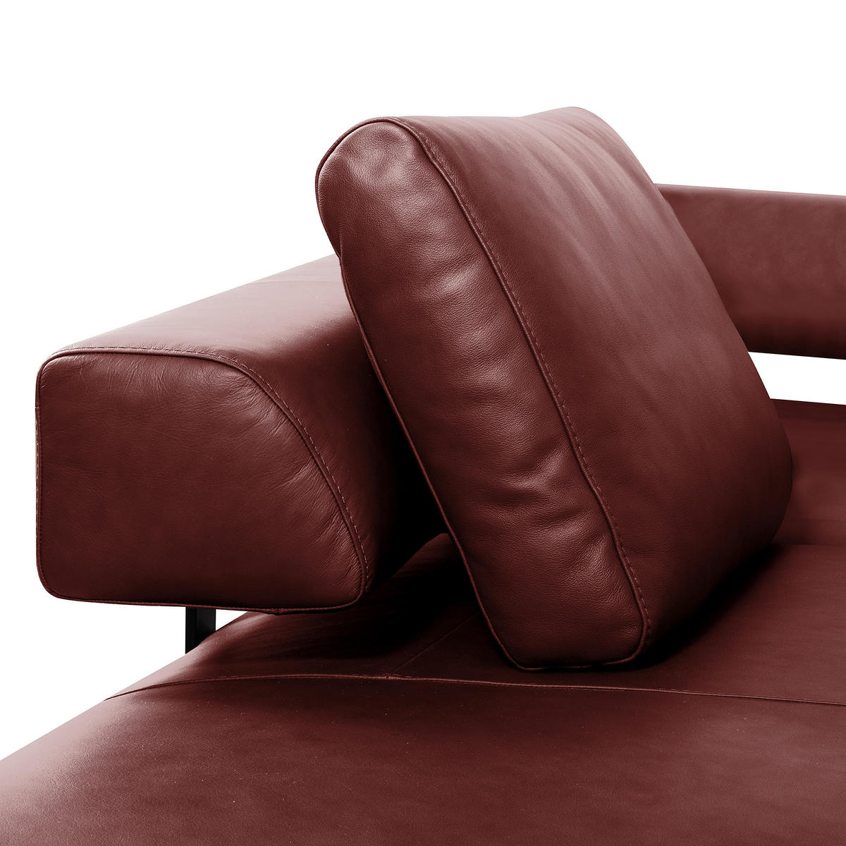 ECKSOFA Rot Echtleder  - Rot/Schwarz, Design, Leder/Metall (237/306cm) - Livetastic