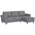 ECKSOFA in Velours Grau  - Schwarz/Grau, KONVENTIONELL, Holz/Textil (244/159cm) - Carryhome