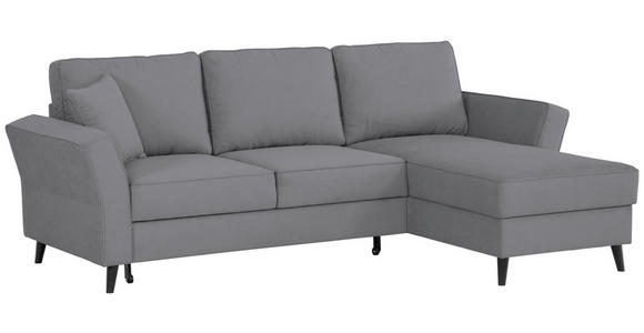 ECKSOFA in Velours Grau  - Schwarz/Grau, KONVENTIONELL, Holz/Textil (244/159cm) - Carryhome