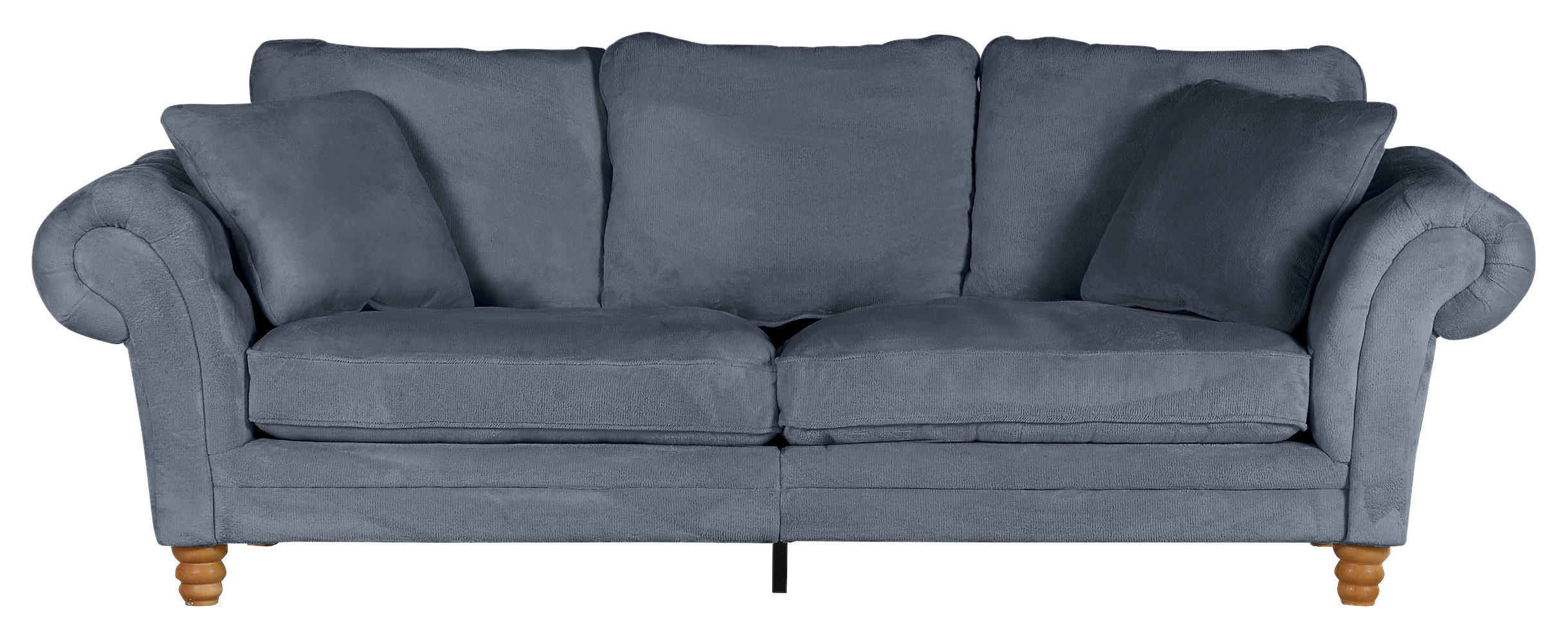 BIG SOFFA i plysch petrol  - furufärgad/petrol, Trend, trä/textil (273/85/110cm) - MID.YOU