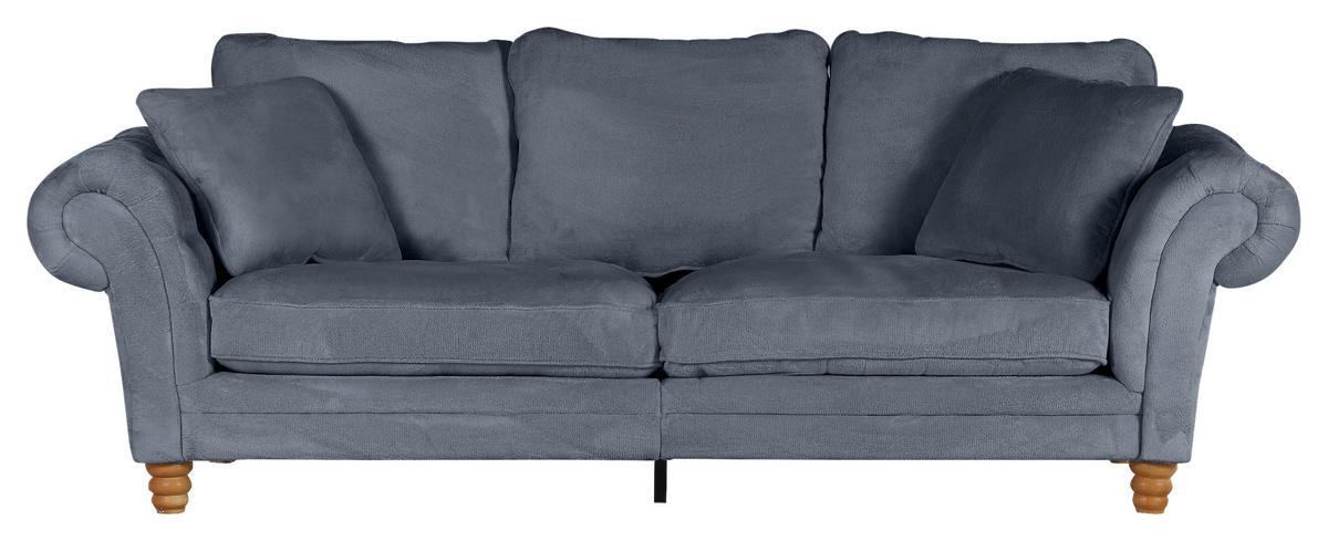 BIG SOFFA i plysch petrol  - furufärgad/petrol, Trend, trä/textil (273/85/110cm) - MID.YOU