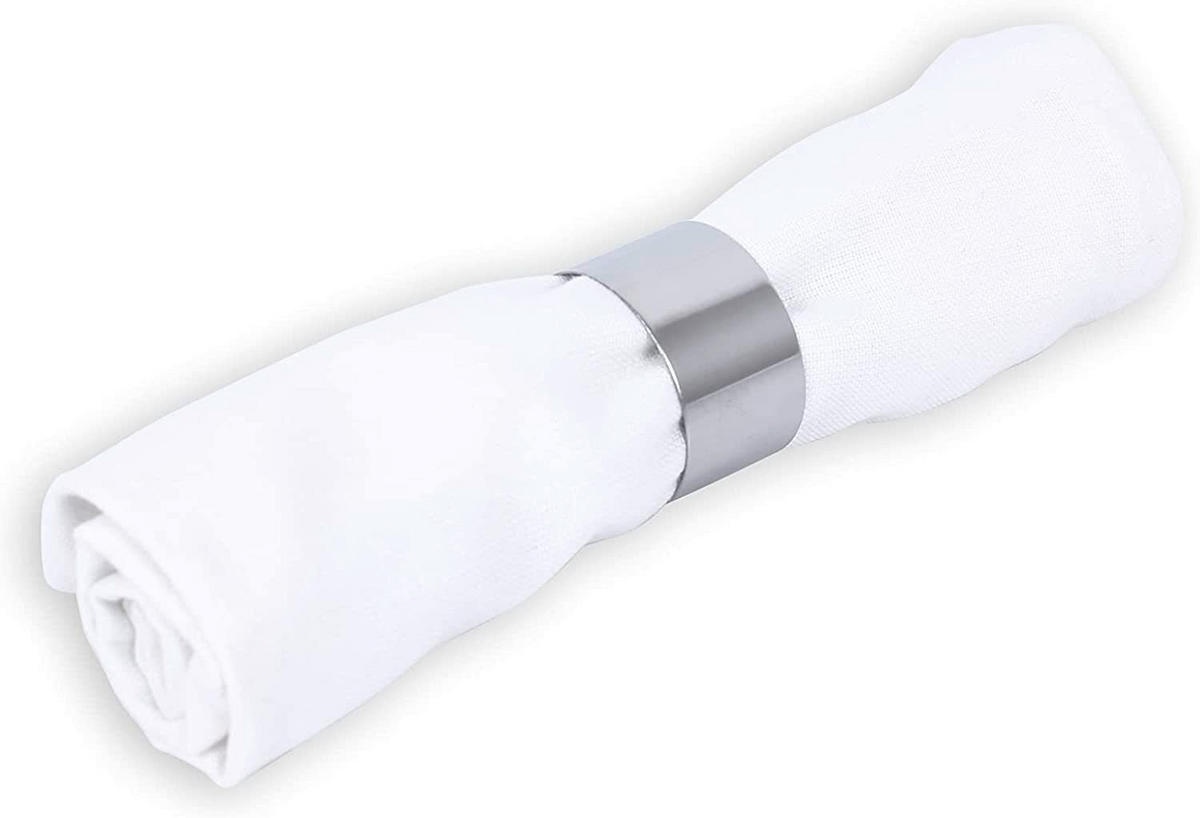 SERVIETTENRINGESET   4 Stück  - Silberfarben, Basics, Metall (4/2,5cm) - Echtwerk