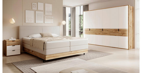 BOXSPRINGBETT 180/200 cm  in Creme  - Creme/Schwarz, Natur, Holz/Textil (180/200cm) - Valnatura