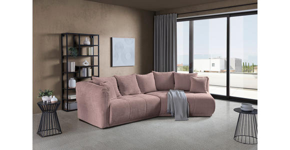 ECKSOFA Rosa Chenille  - Schwarz/Rosa, MODERN, Kunststoff/Textil (315/180cm) - Hom`in