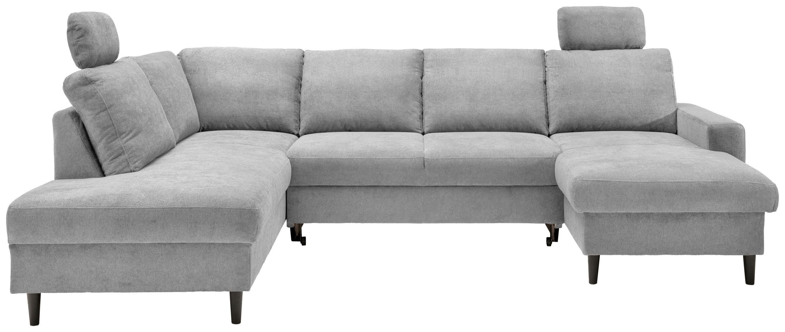 WOHNLANDSCHAFT in Chenille Grau  - Schwarz/Grau, MODERN, Holz/Textil (200/305/153cm) - Livetastic