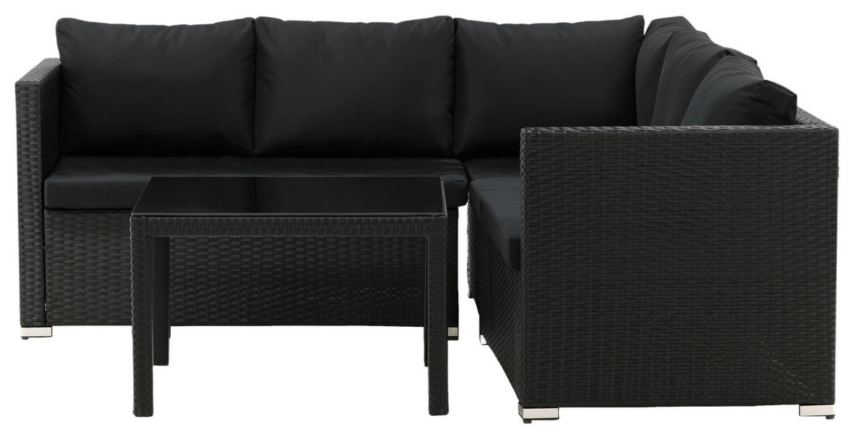 LOUNGEGRUPP  - svart, Klassisk, glas/textil - Gardenson