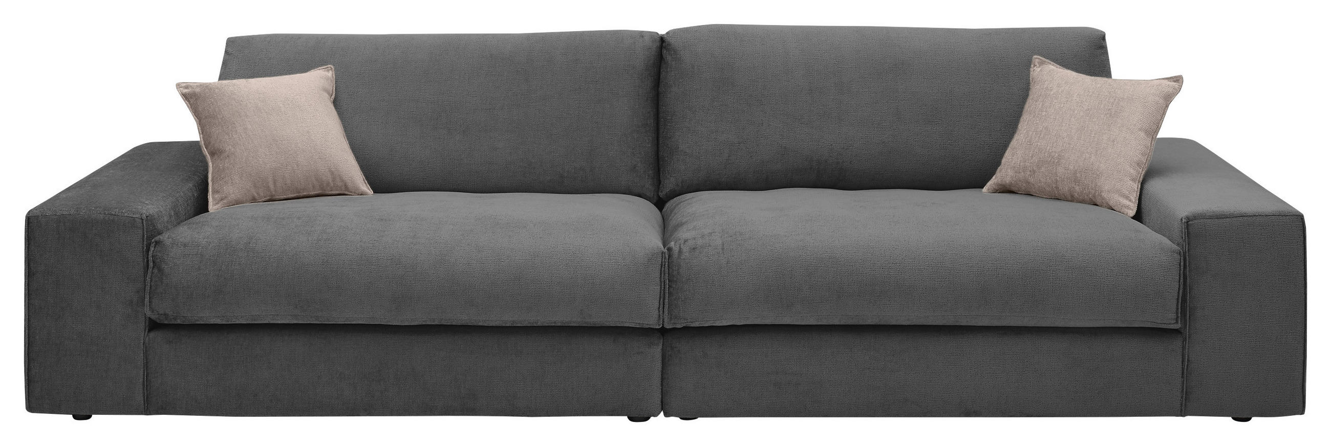 BIGSOFA Chenille Dunkelgrau  - Dunkelgrau/Beige, KONVENTIONELL, Kunststoff/Textil (300/81/120cm) - SetOne by Musterring
