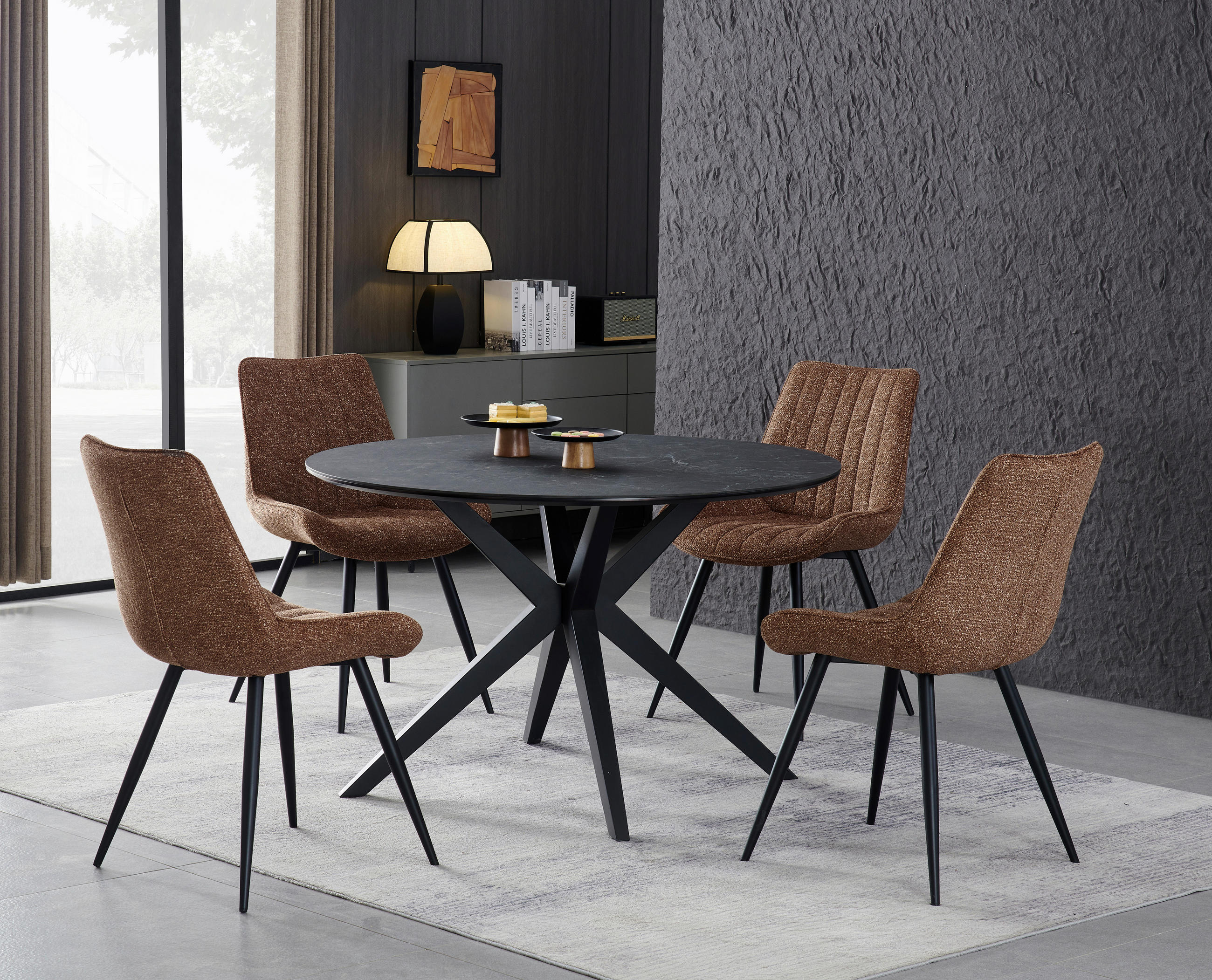 STUHL Leinenoptik Braun Pappel Sperrholz  - Schwarz/Braun, KONVENTIONELL, Holz/Textil (54/88/61,5cm) - MID.YOU
