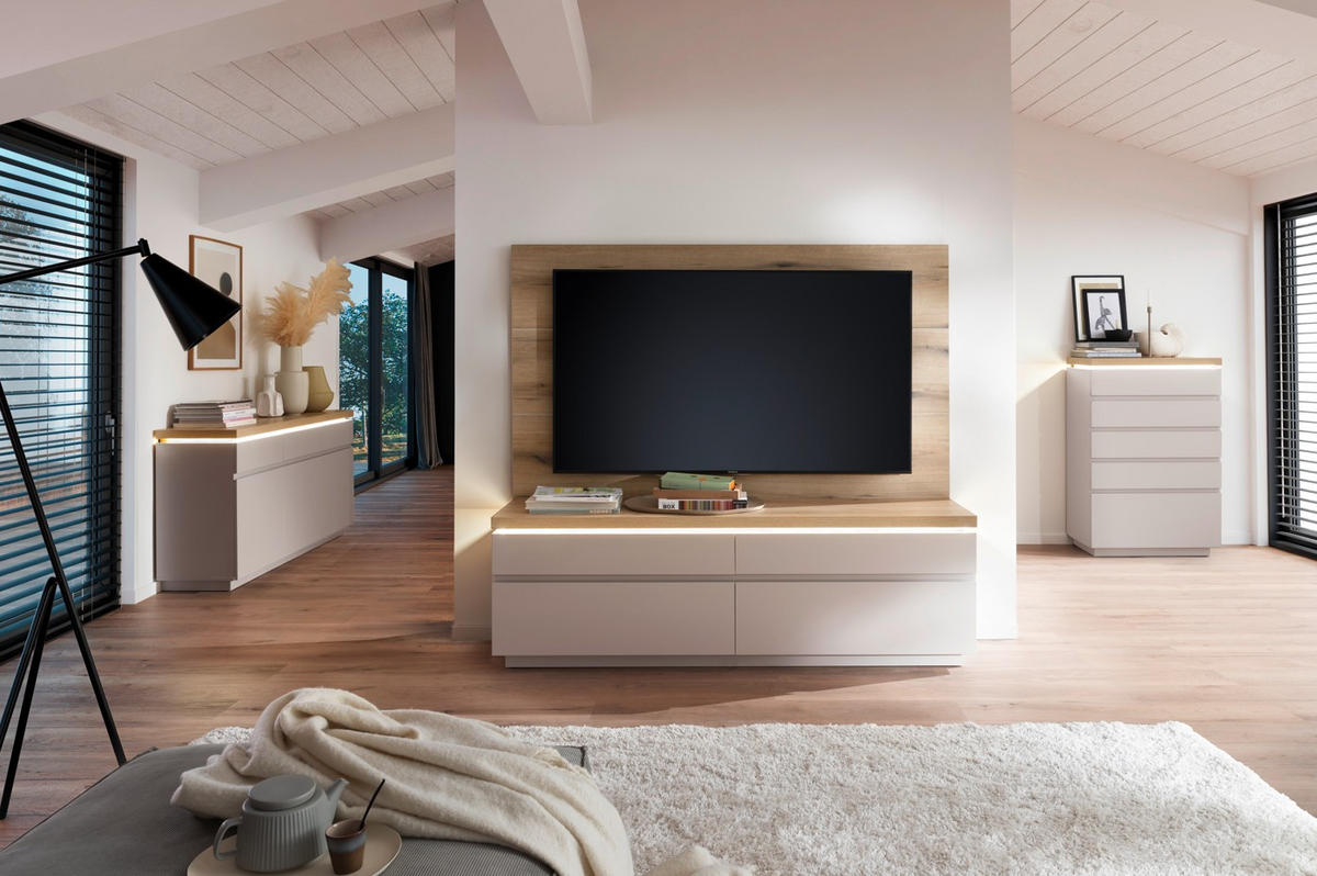 WANDPANEEL 180/106/2 cm  - Kaschmir/Eichefarben, Design, Holzwerkstoff (180/106/2cm) - Livetastic