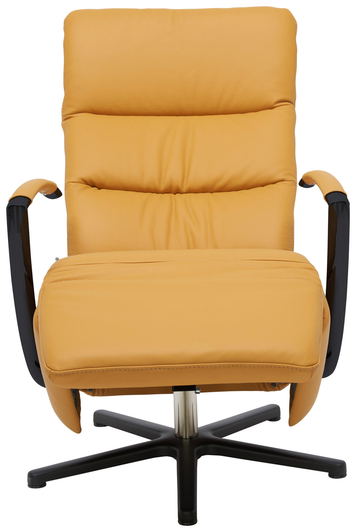 RELAXSESSEL in Leder Currygelb  - Currygelb/Schwarz, Design, Leder/Metall (64/112/80cm) - Cantus