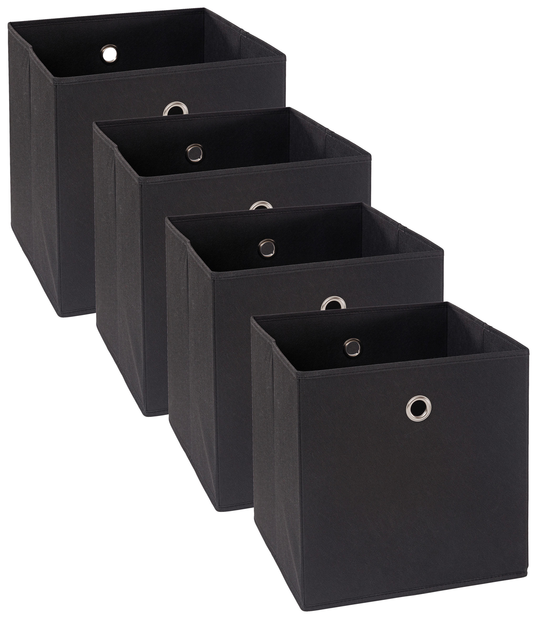 FALTBOX 4er Set - Silberfarben/Schwarz, Design, Karton/Textil (32/32/32cm) - Carryhome