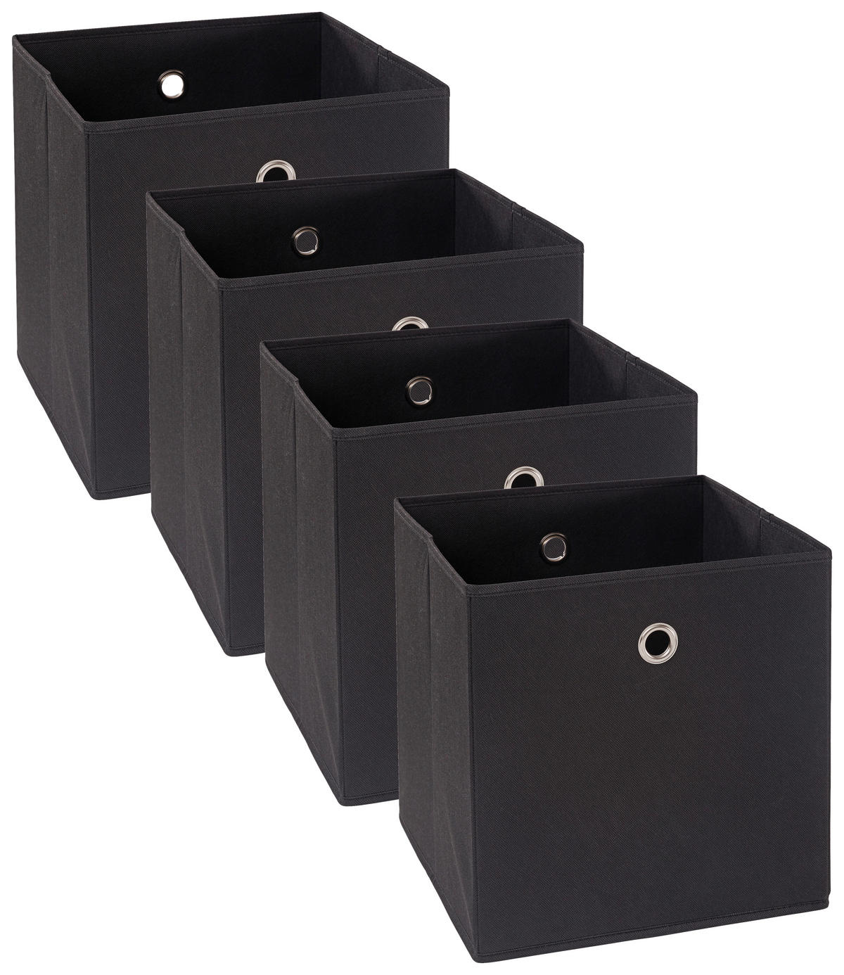 FALTBOX 4er Set - Silberfarben/Schwarz, Design, Karton/Textil (32/32/32cm) - Carryhome