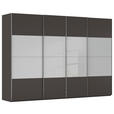 SCHWEBETÜRENSCHRANK  in Graphitfarben, Seidengrau  - Chromfarben/Seidengrau, KONVENTIONELL, Glas/Holzwerkstoff (316/223/68cm) - Novel