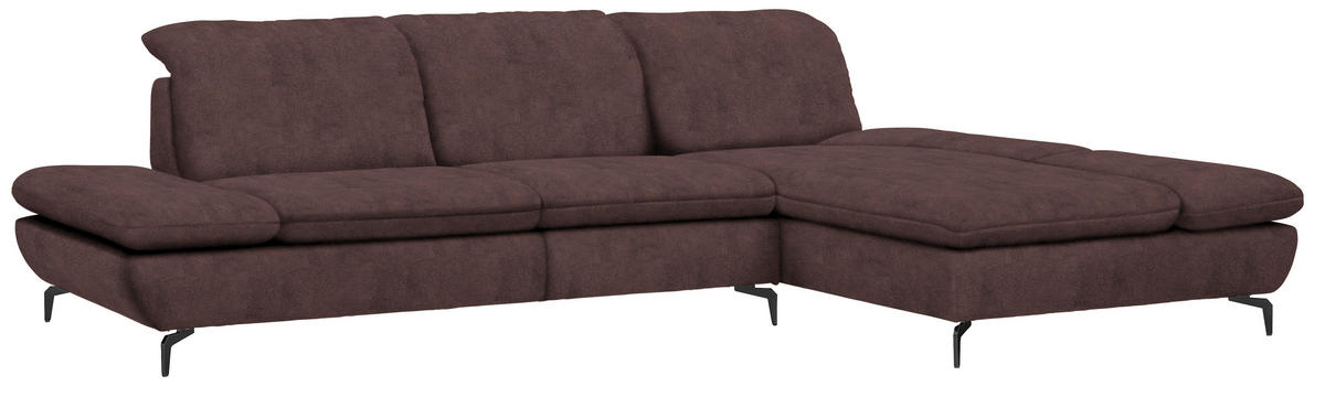 ECKSOFA Dunkelbraun Flachgewebe  - Dunkelbraun/Schwarz, Design, Textil/Metall (315/200cm) - Chilliano