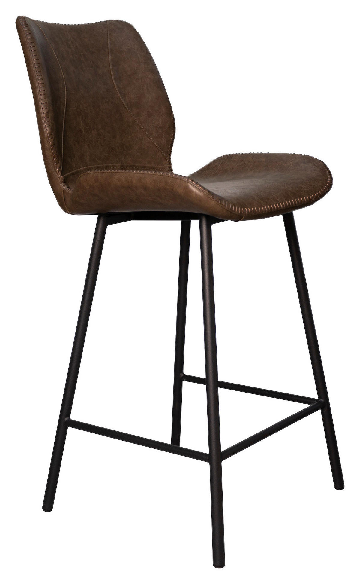 BARHOCKER-SET Lederlook Graubraun  - Graubraun/Schwarz, KONVENTIONELL, Kunststoff/Textil (47/99/55cm) - MID.YOU