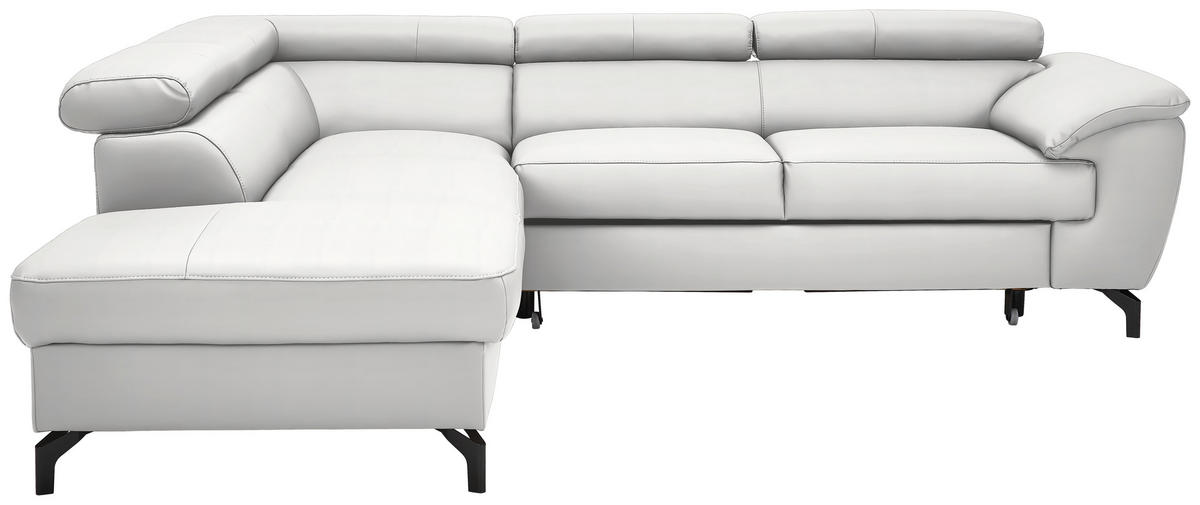ECKSOFA  in Echtleder Weiß  - Schwarz/Weiß, Design, Leder/Metall (220/256cm) - Celina Home