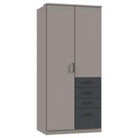 OMARA ZA OBLAČILA, barve grafita, siva  - siva/črna, Konvencionalno, umetna masa/leseni material (90/199/58cm) - Carryhome