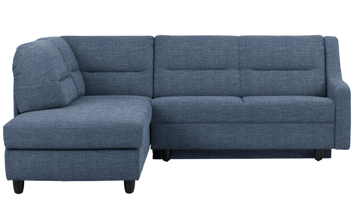ECKSOFA in Chenille Blau  208/226 cm  - Blau/Schwarz, KONVENTIONELL, Textil (208/226cm) - Sedda