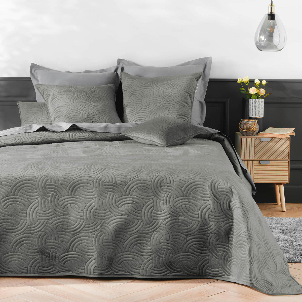 PREKRIVAČ  SOLANGE  - siva, Osnovno, tekstil (220/240cm)