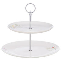 ETAŽER  2 nivoa    - zelena/bela, Osnovno, metal/keramika - Novel