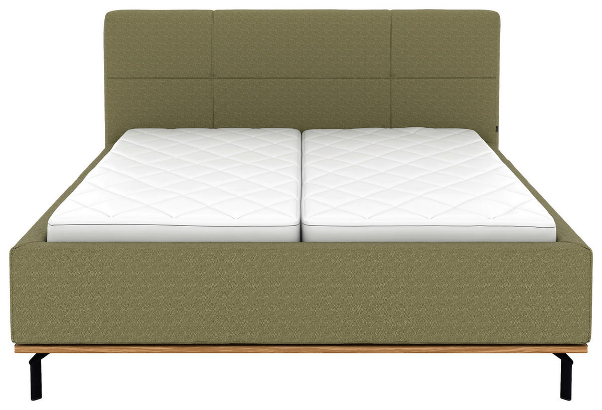 POLSTERBETT Matratze, Lattenrost, Bettkasten 160/200 cm  in Olivgrün  - Graphitfarben/Weiß, Design, Holz/Textil (160/200cm) - Musterring