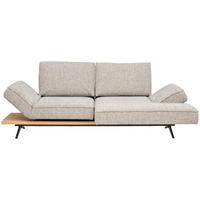 ECKSOFA 240/132 cm  in Chenille Greige Rücken echt, Kopfteilverstellung, Sitztiefenverstellung  240/132 cm  - Greige/Schwarz, Design, Holz/Textil (240/132cm) - Koinor