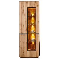 VITRIN furnérozott, tömör, részben tömörfa vad tölgy vad tölgy  - antracit/vad tölgy, Konventionell, Üveg/fa (72/203/38cm) - Linea Natura