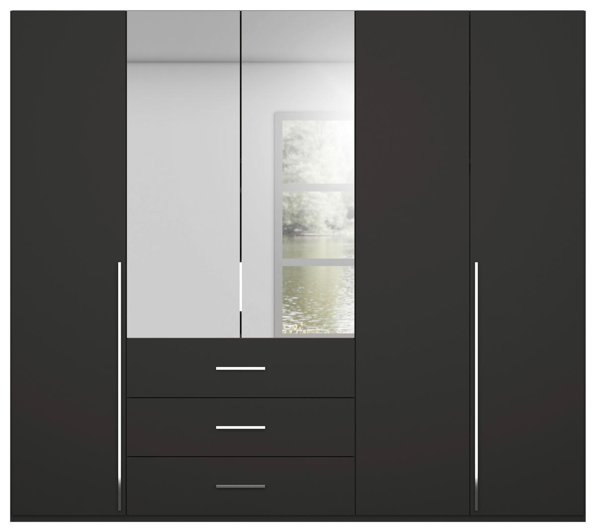 DREHTÜRENSCHRANK 251/223/60 cm,  in 5-türig  - Chromfarben, Design, Glas/Holzwerkstoff (251/223/60cm) - home24