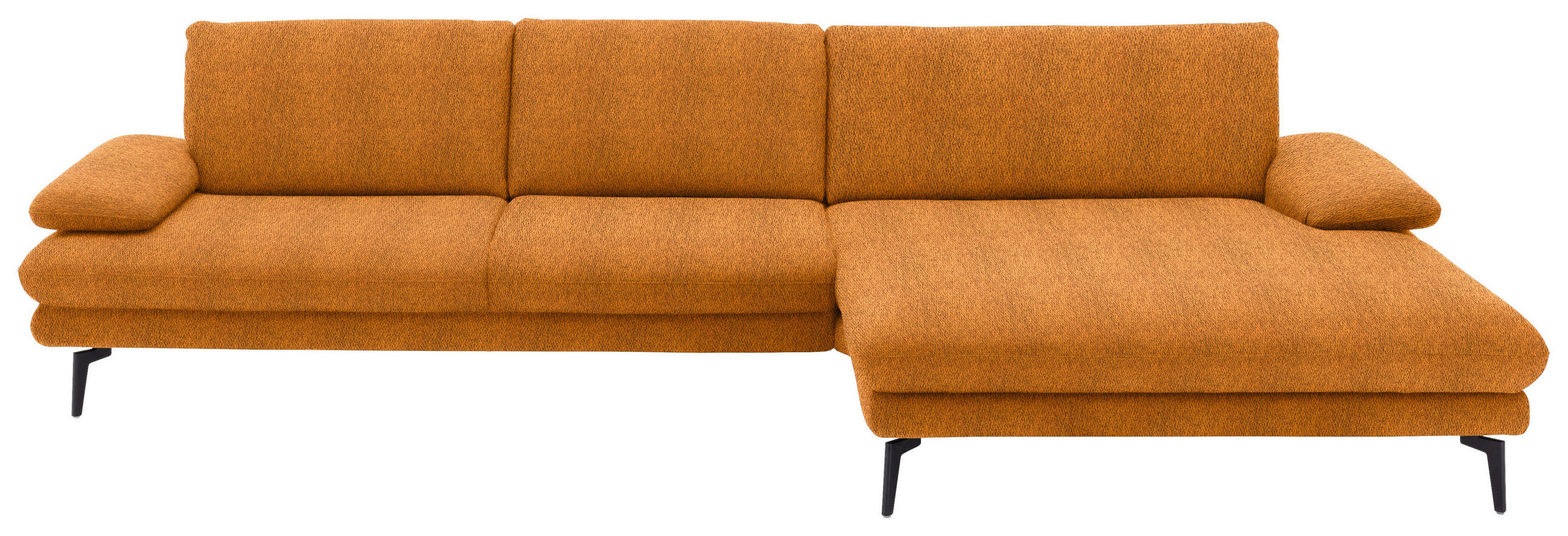 ECKSOFA in Chenille Orange  - Schwarz/Orange, Design, Textil/Metall (310/180cm) - Dieter Knoll