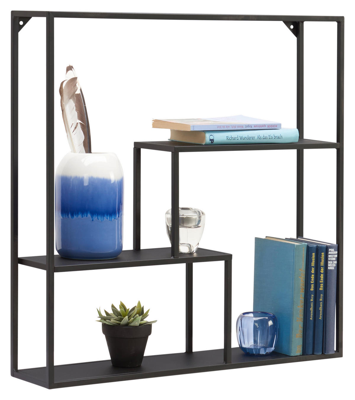 NÁSTĚNNÝ REGÁL, černá - černá, Trend, kov (60/60/13cm) - Landscape