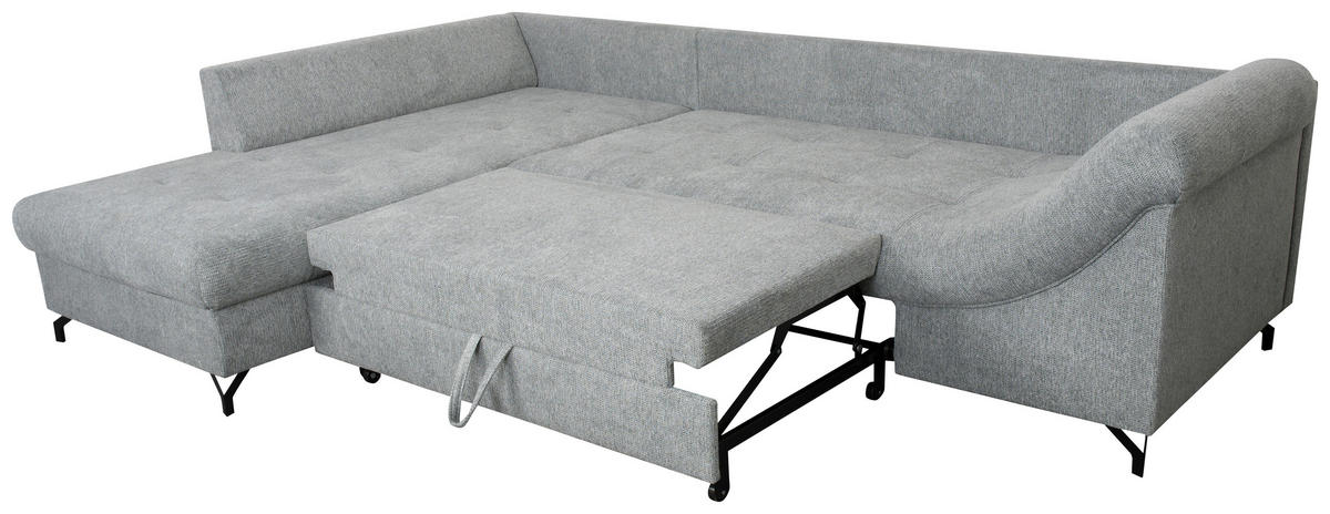 SEDEŽNA GARNITURA, tkanina siva  - siva/črna, Design, kovina/tekstil (190/90/270cm) - Carryhome