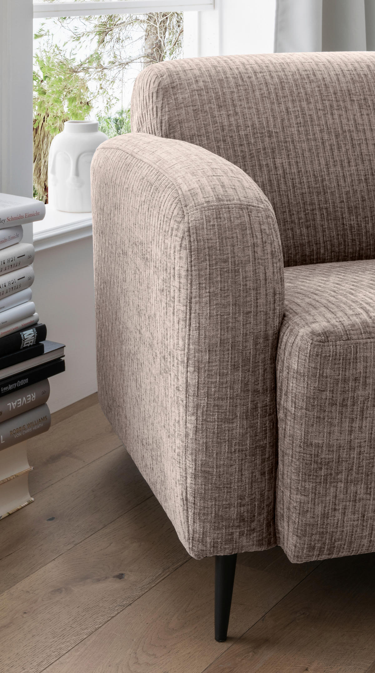 SESSEL in Velours Beige  - Beige/Schwarz, Modern, Textil/Metall (85/76/90cm) - Livetastic