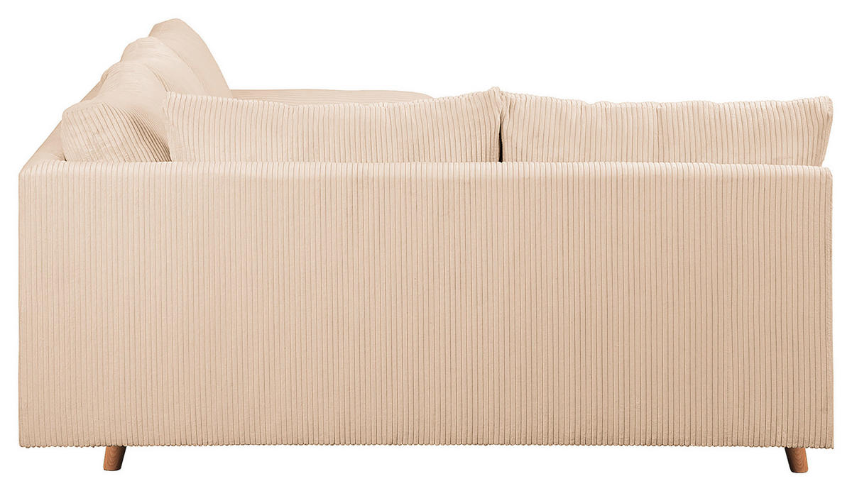 ECKSOFA inkl. Hocker Ariella Creme Cord  - Creme/Naturfarben, Design, Holz/Textil (161/231cm) - Livetastic