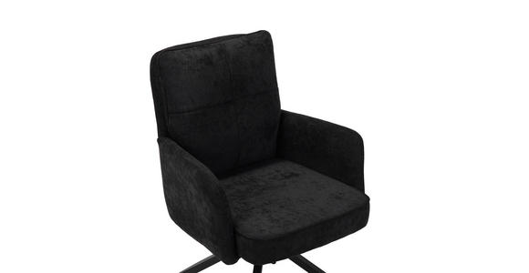 ARMLEHNSTUHL  Sitzfläche 180° drehbar Mikrofaser  - Schwarz, Design, Textil/Metall (60/90/68cm) - Carryhome