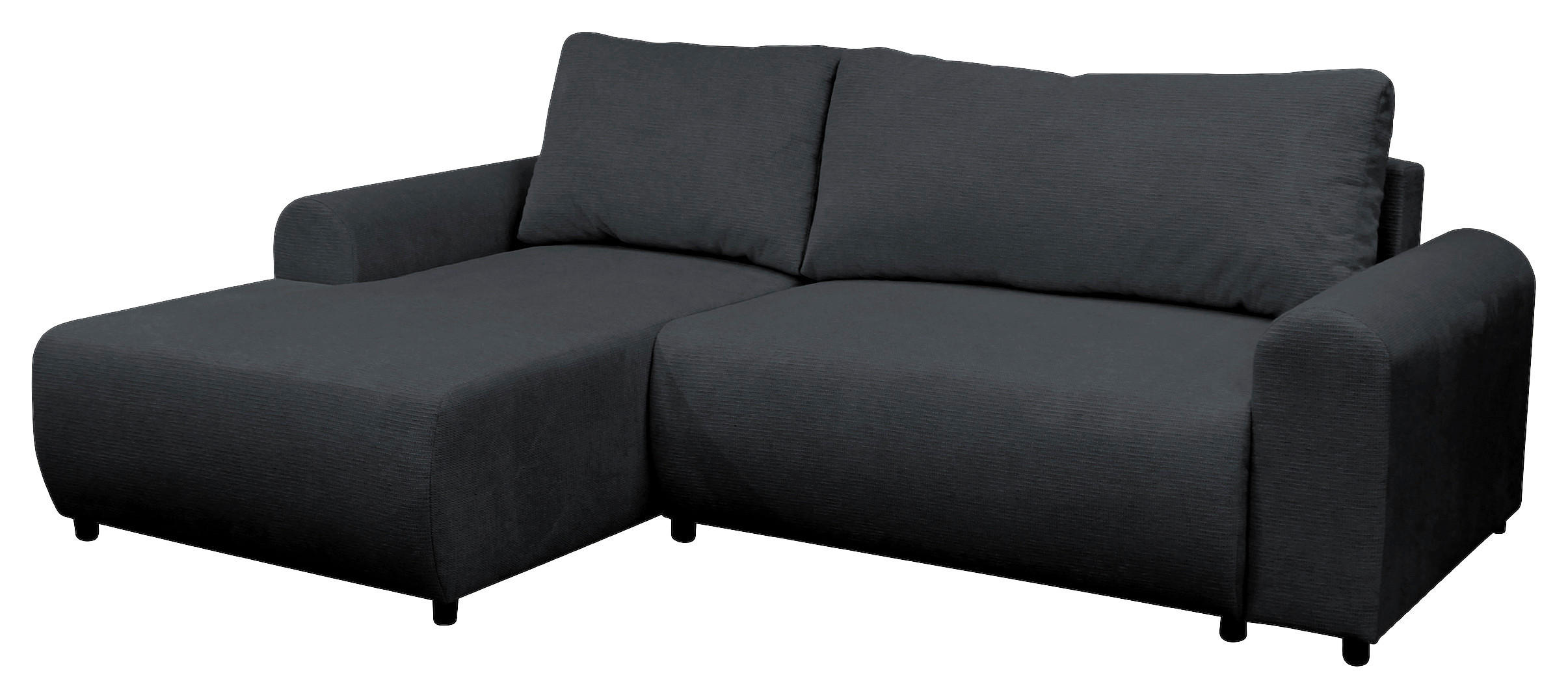 ECKSOFA in Struktur Schwarz  160/250 cm  - Schwarz, Design, Kunststoff/Textil (160/250cm) - MID.YOU