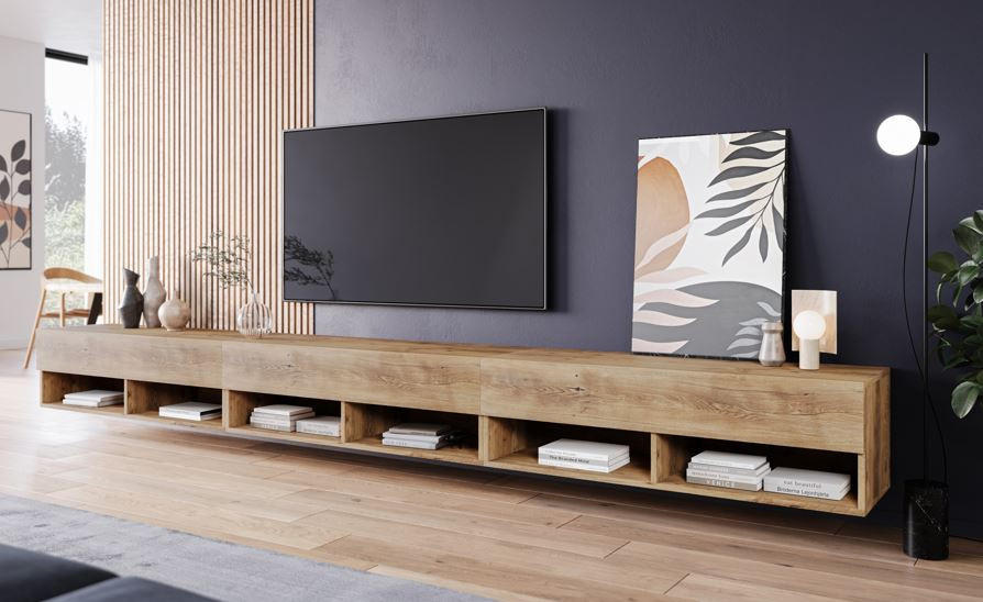 TV-BÄNK Vera II  i 300/30/31 cm  - kastanjefärgad/vit högglans, Lifestyle, trämaterial/plast (300/30/31cm) - P & B