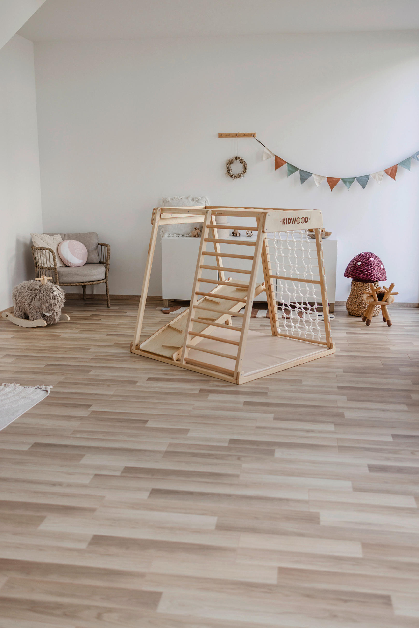 KLETTERGERÜST - Birkefarben/Weiß, Basics, Holz (115/110/113cm)